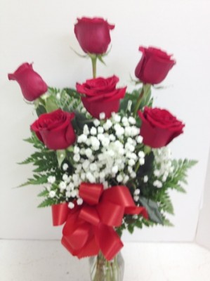 6 red roses