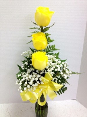 3 giant hybrid yellow roses for millie
