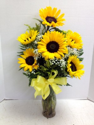 sun flowers with bow