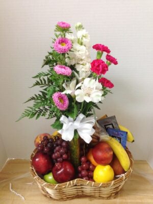 basket of fruit and flowers