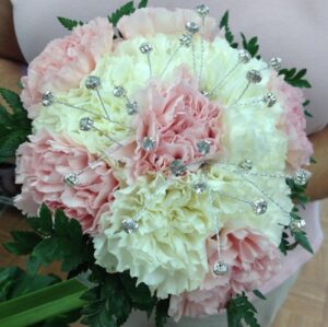 bridal bouquet pink carns