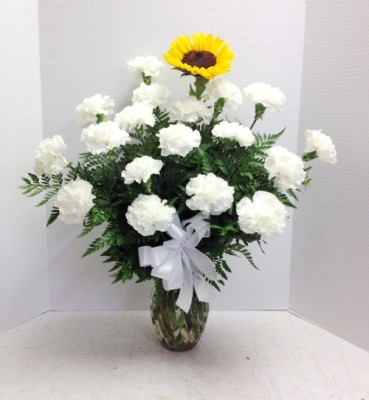 <img src="image.gif" alt="All white with Sunflower" />