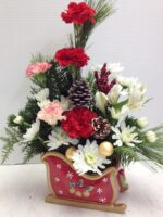 ho ho sleigh flower display