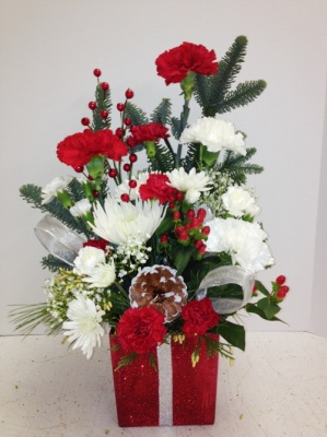 <img src="image.gif" alt="Christmas flowers in a red box" />