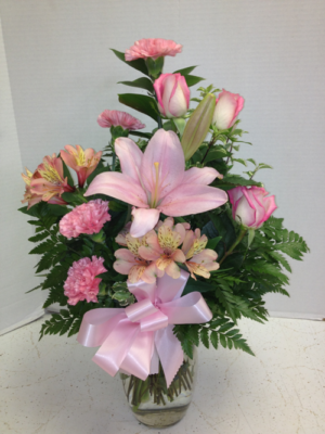 Think Pink Lilies and Roses