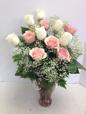 Think Pink and White Roses