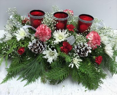 3 votives Christmas Centerpiece