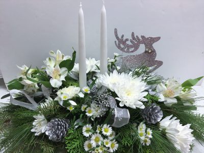 silver and white Christmas Centerpiece