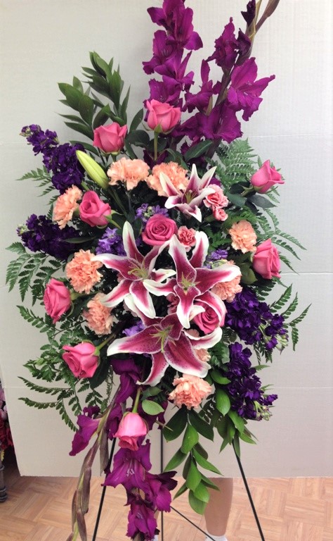 Pastel Standing Funeral Spray Flowers | $150 and above, Funeral ...