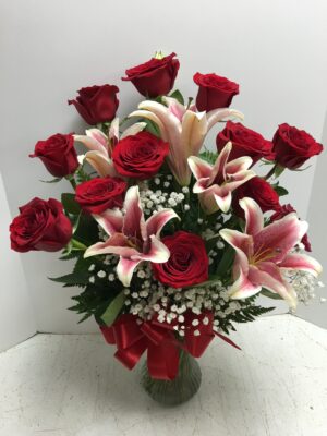 Amazing Roses and Stargazer Lilies